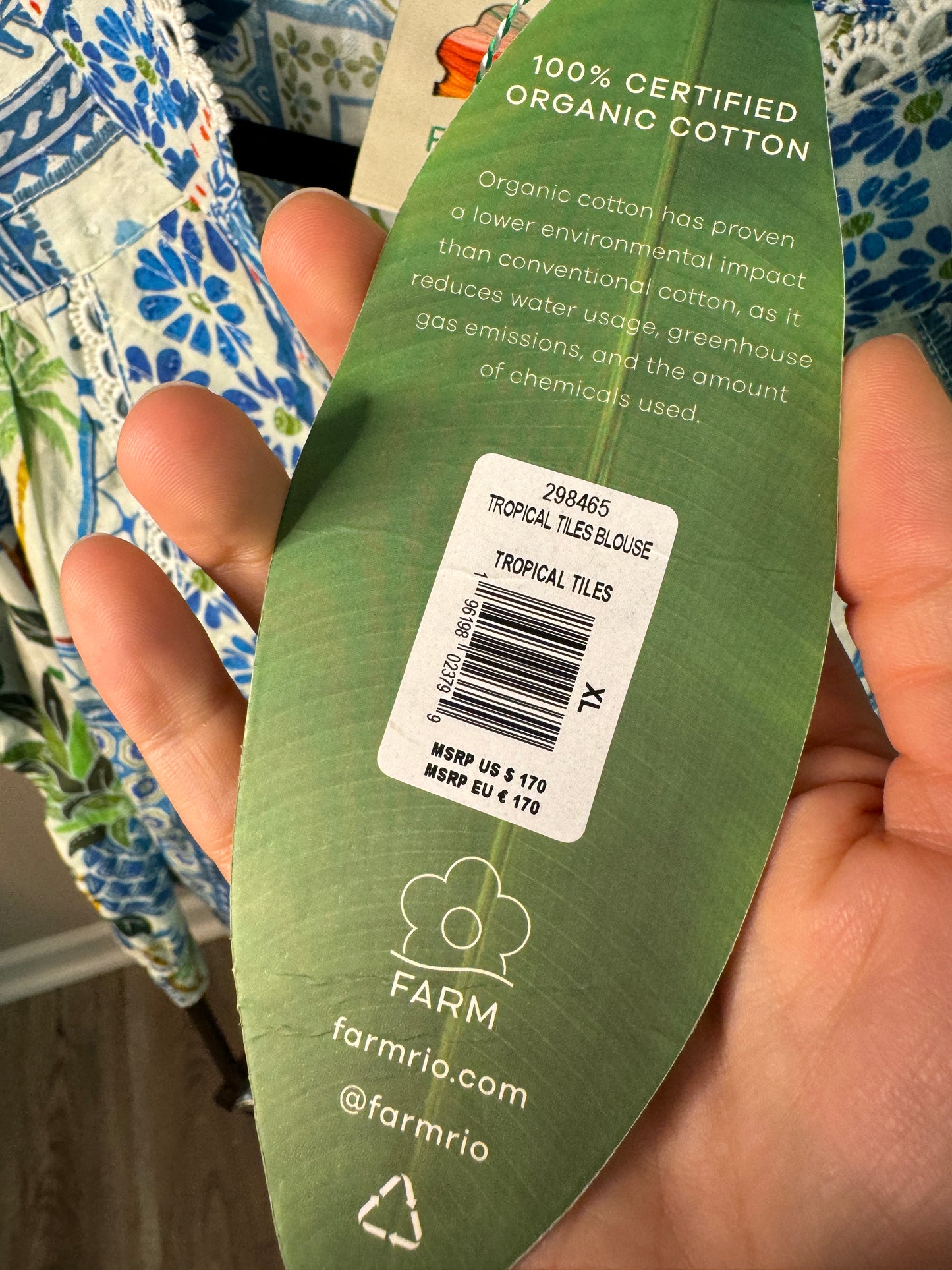 Farm Rio Tropical Tiles Blouse size XL