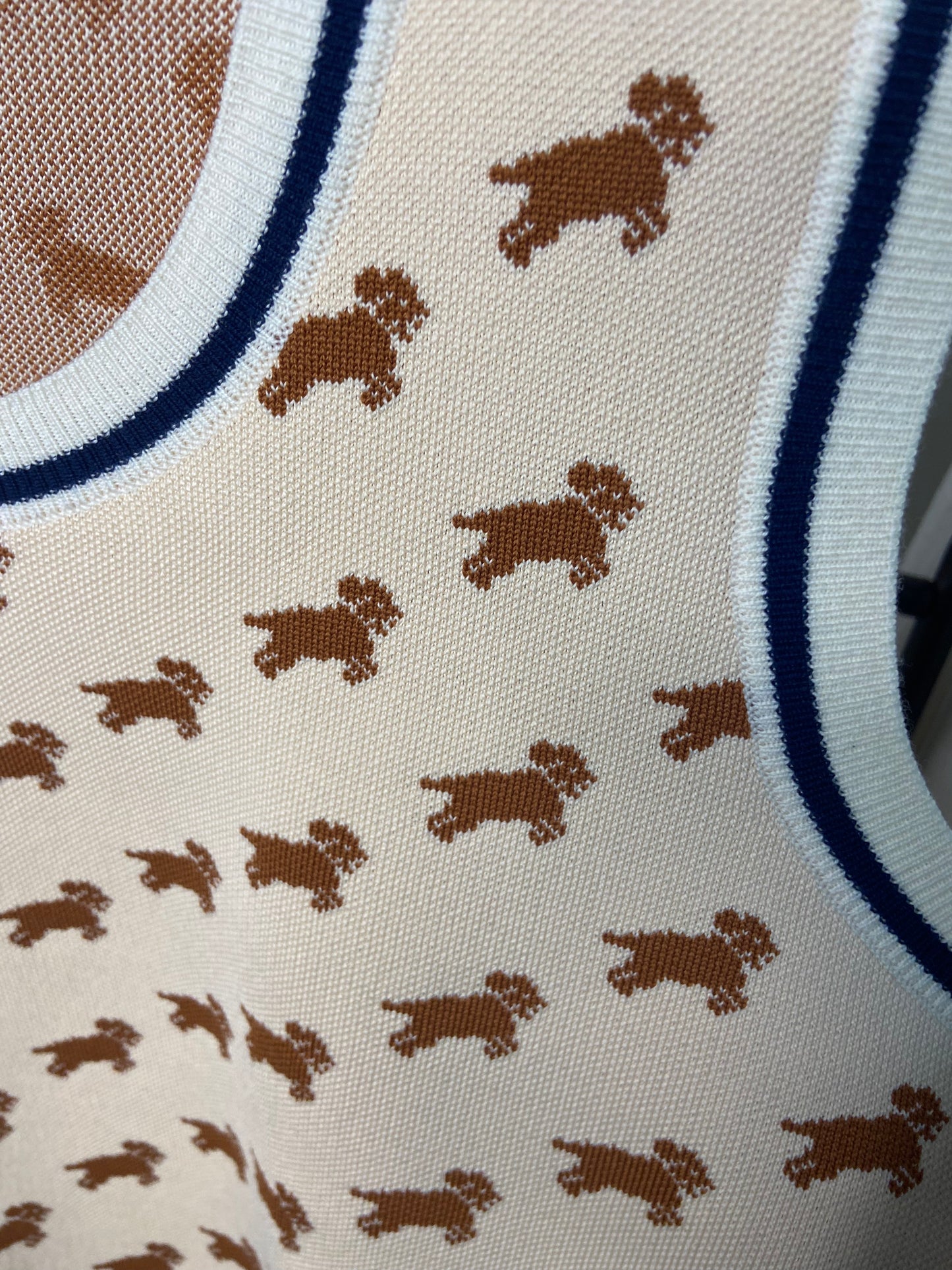 Tory Burch Jacquard Sweater Vest Dog Intarsia size L
