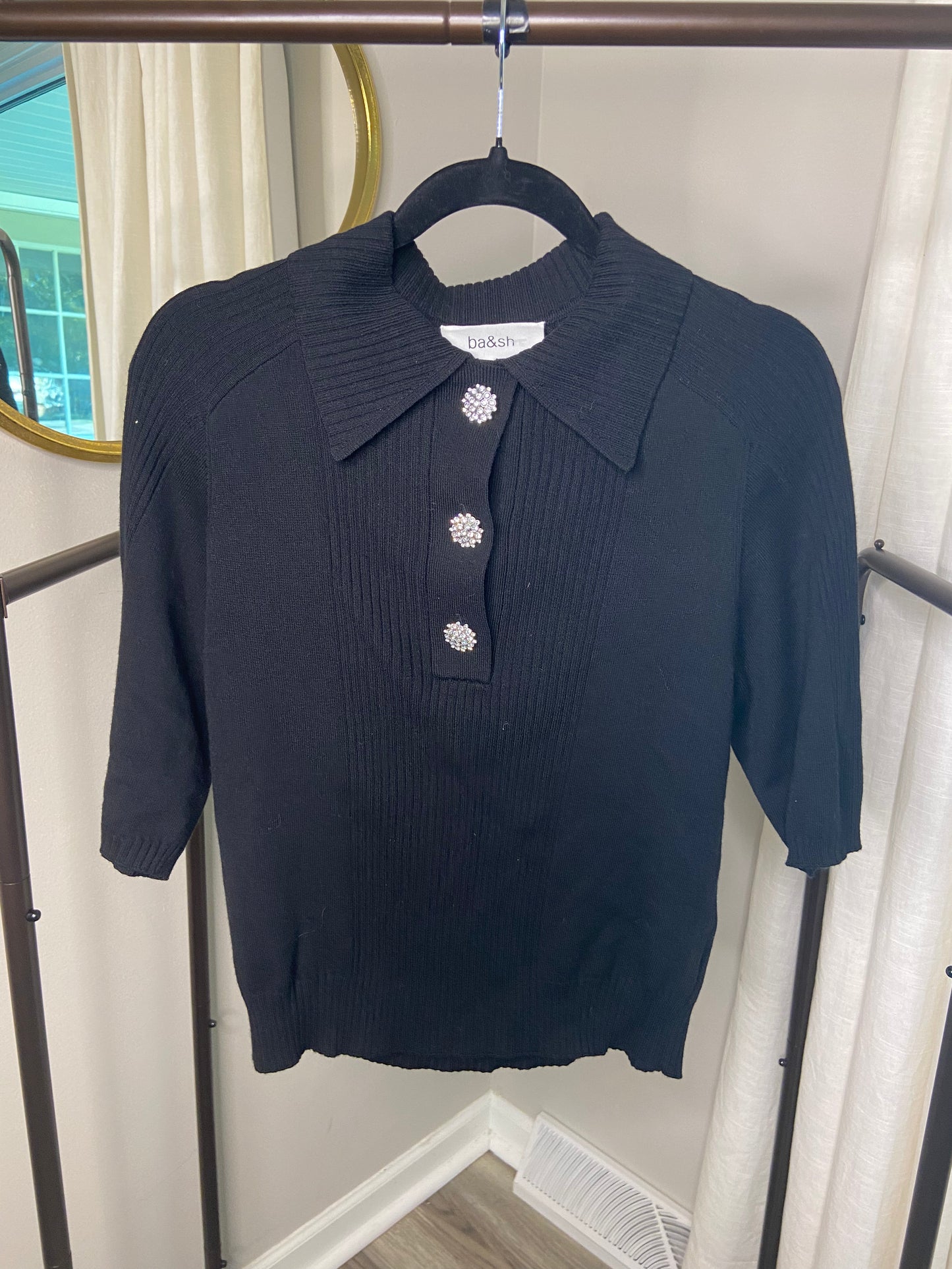 Ba&sh Eliot Knit Polo Top size S