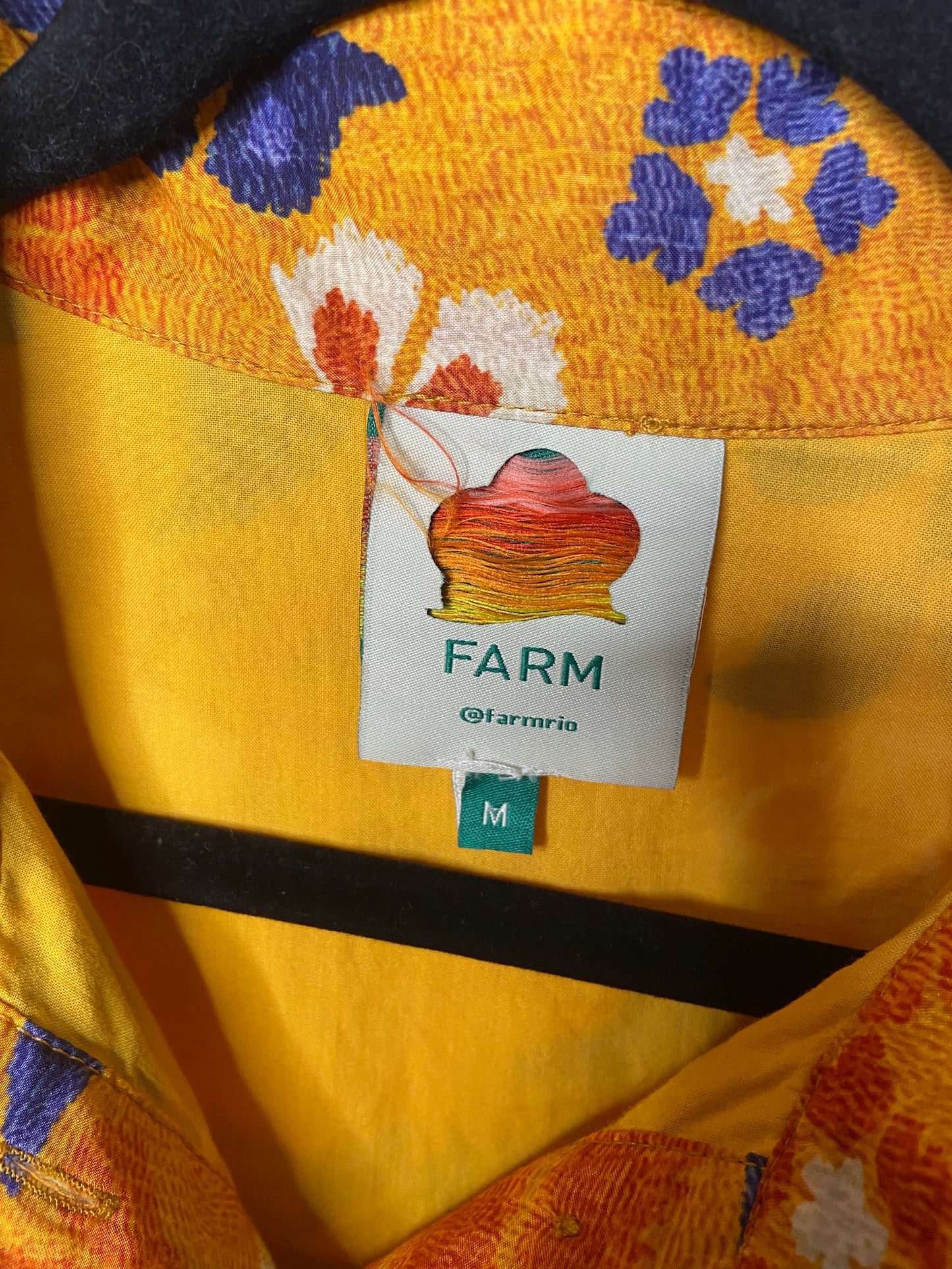 Farm Rio Pineapple Flowers Yellow Mini Dress size M