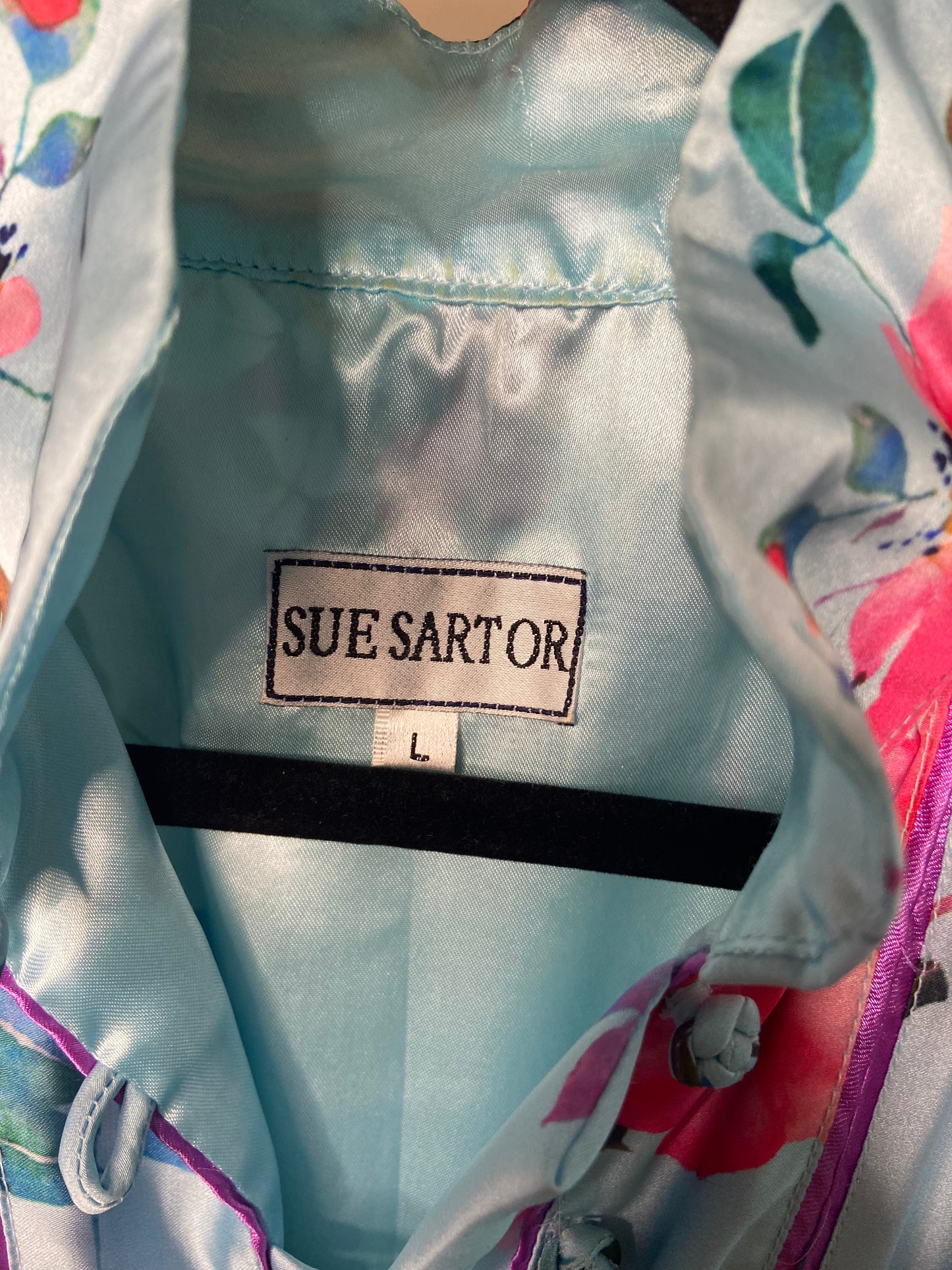 Sue Sartor Hamilton Kaftan Dress in Silk Satin size L