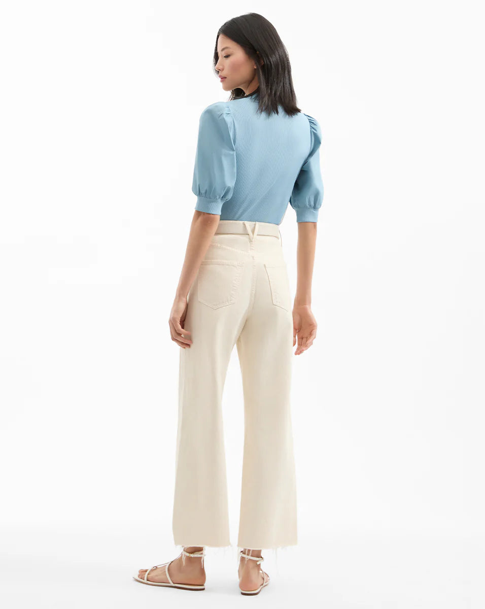 Veronica Beard Coralee Puff Sleeve Top in Sea Glass size XS