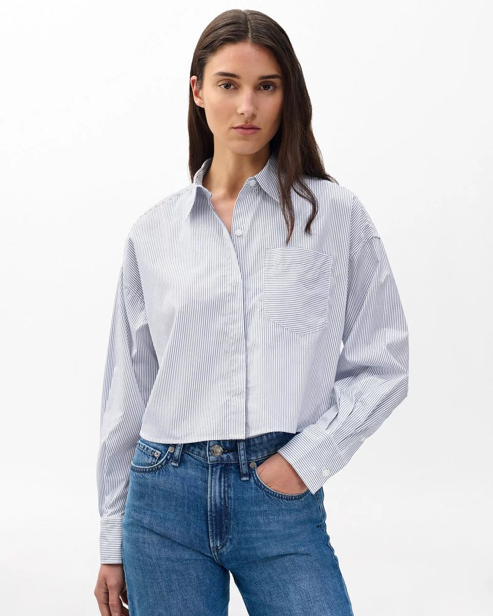 Rag & Bone Marin Cropped Striped Shirt size S