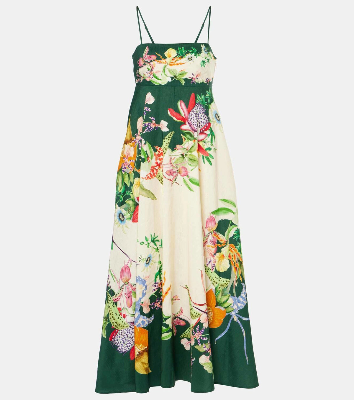 Alemais Aggie Floral Linen-Blend Midi Dress size 8