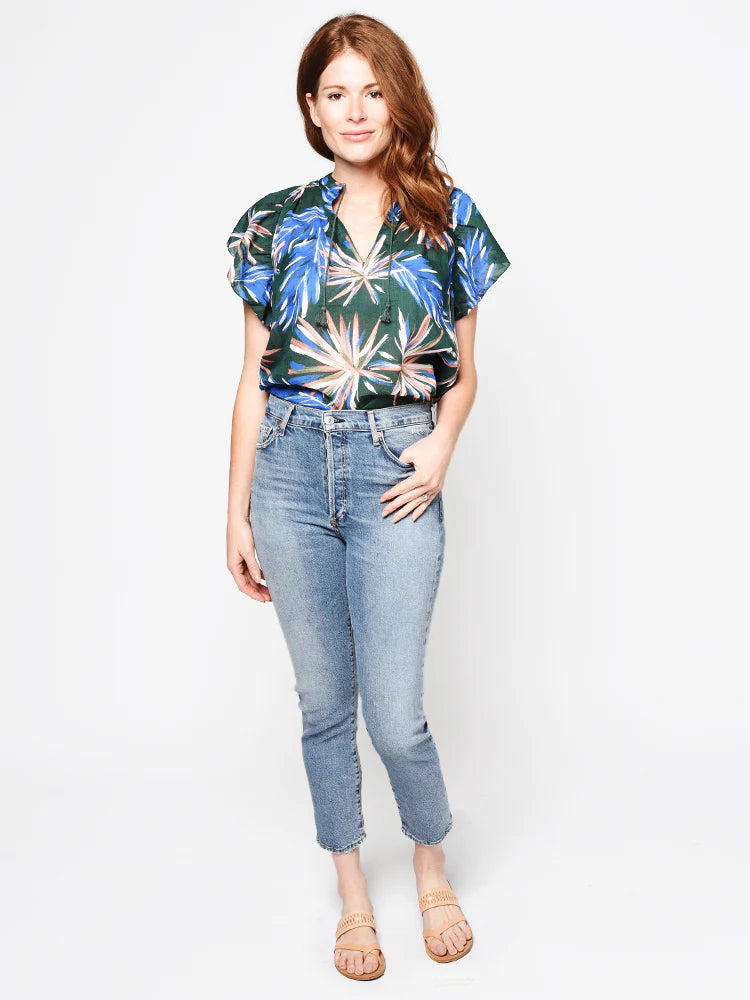 Trovata Brett Short Sleeve Bohemian Blouse size Medium