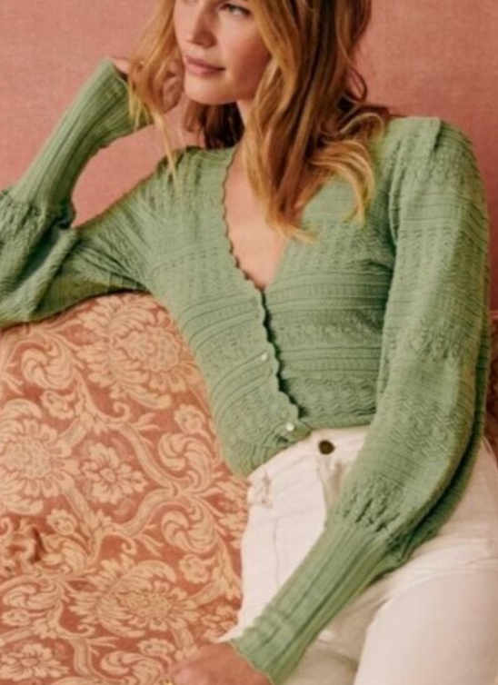 Sezane Charlotte Sage Green Cardigan size S
