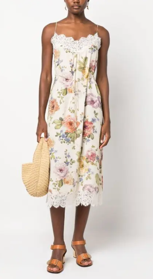 ZIMMERMANN Floral Chantilly Lace Midi Dress size 10 US