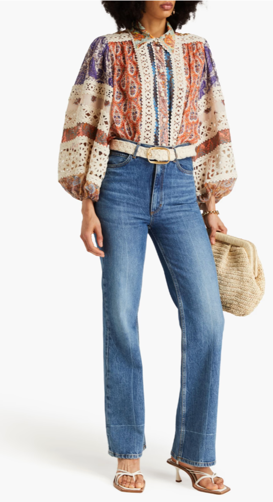ZIMMERMANN Devi Spliced Billow Blouse size US 8