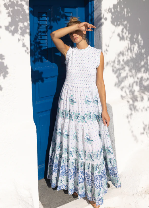 Oliphant Smocked Maxi Dress size M