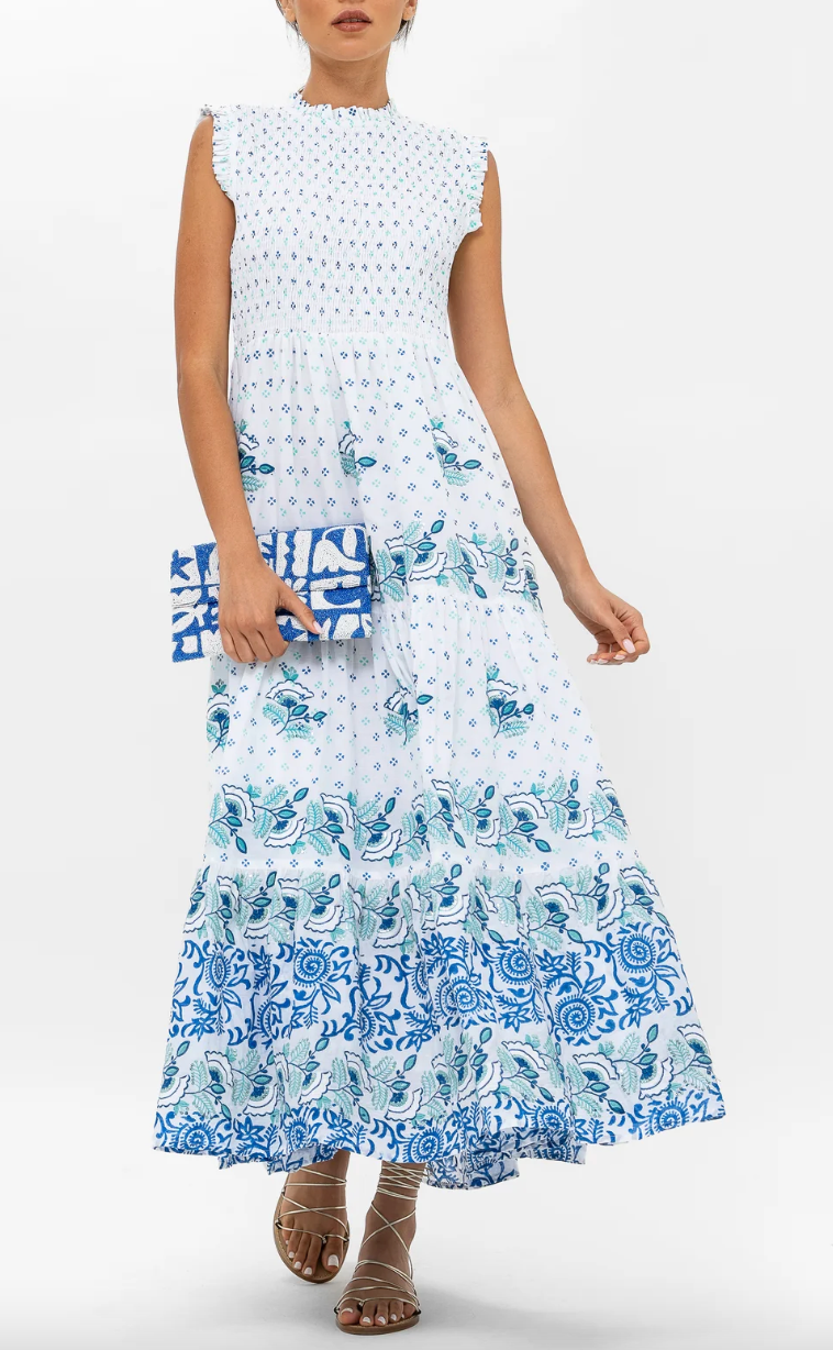 Oliphant Smocked Maxi Dress size M