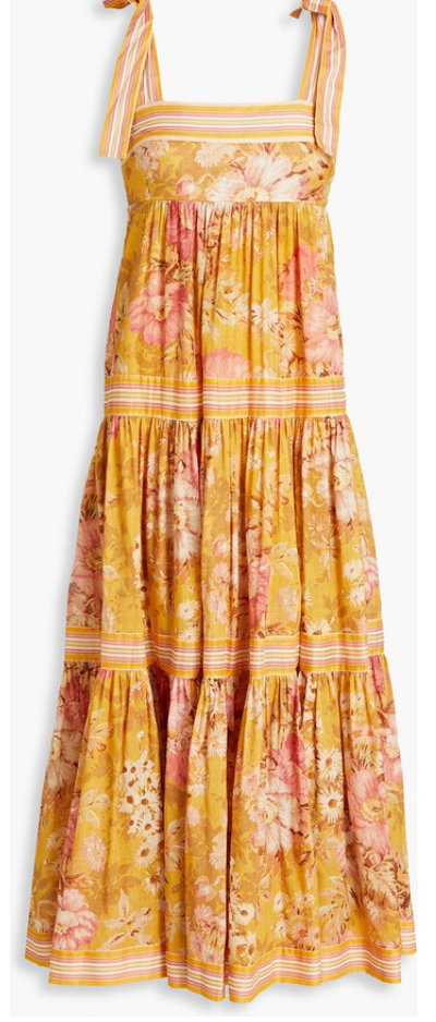 Zimmermann Tiered Floral-Print Cotton-Gauze Midi Dress size US 8