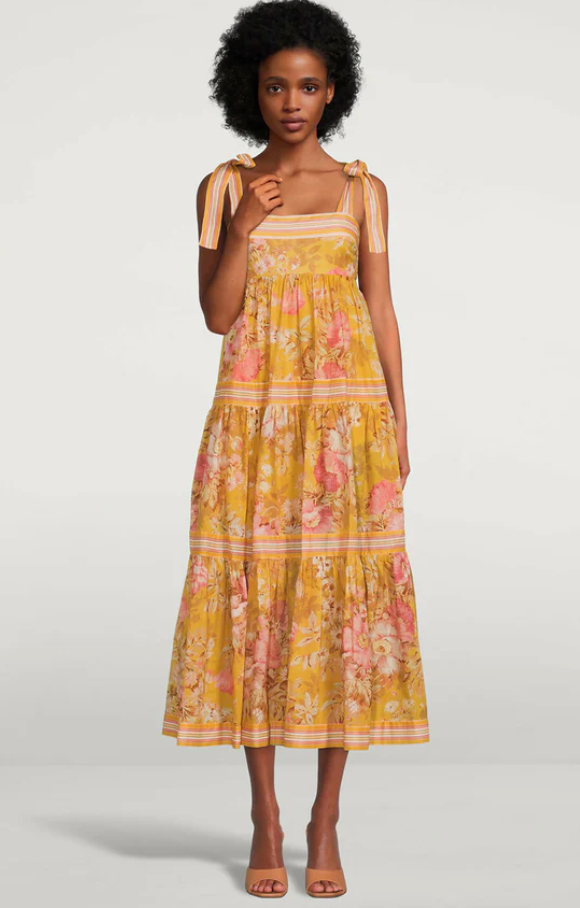 Zimmermann Tiered Floral-Print Cotton-Gauze Midi Dress size US 8