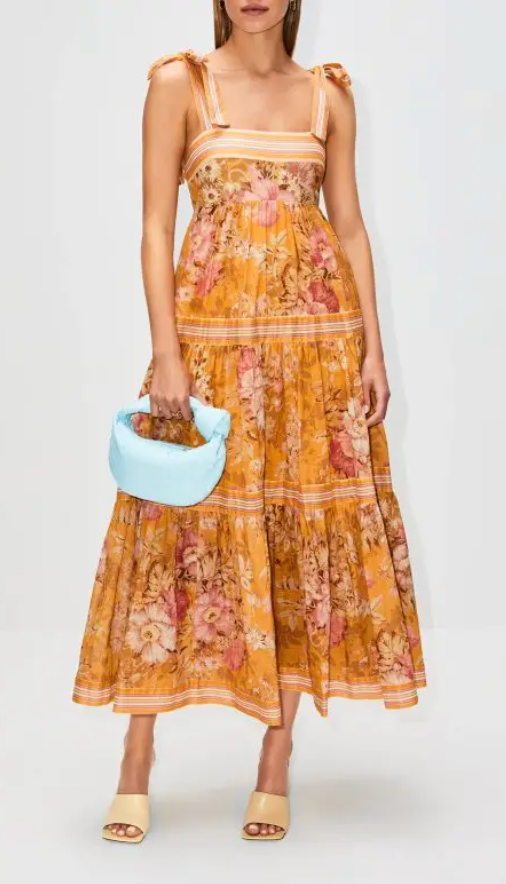Zimmermann Tiered Floral-Print Cotton-Gauze Midi Dress size US 8