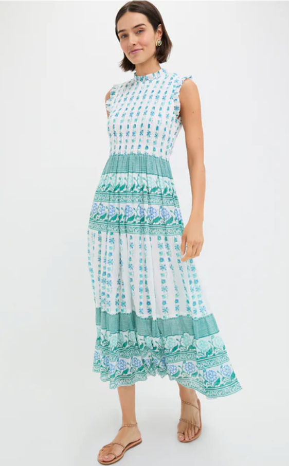 Oliphant Smocked Maxi Dress size S