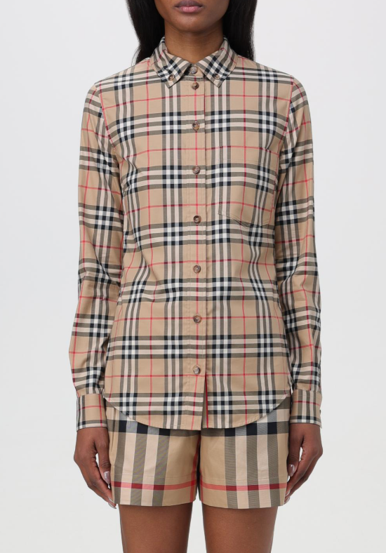 Burberry Check Stretch Cotton Button Down Shirt size 6