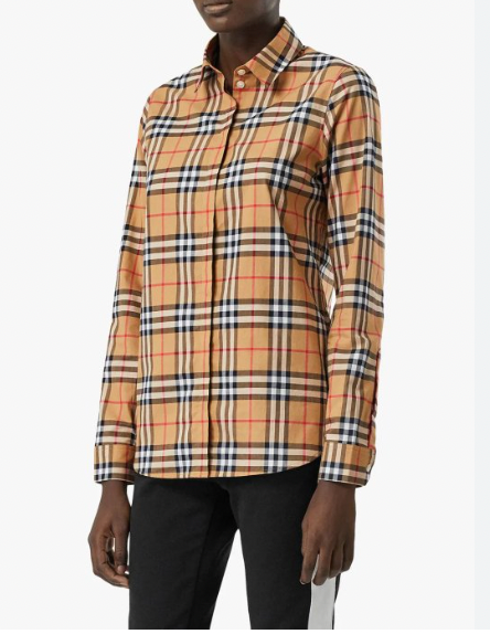 Burberry Vintage Check Button Down Shirt in Antique Yellow size 8