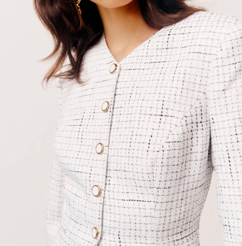 Reformation Terra Jacket in White Tweed size 0