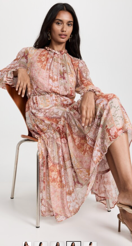 Zimmermann Kaleidoscope Red Swirl Floral Tubular Midi Dress size 3 US 10