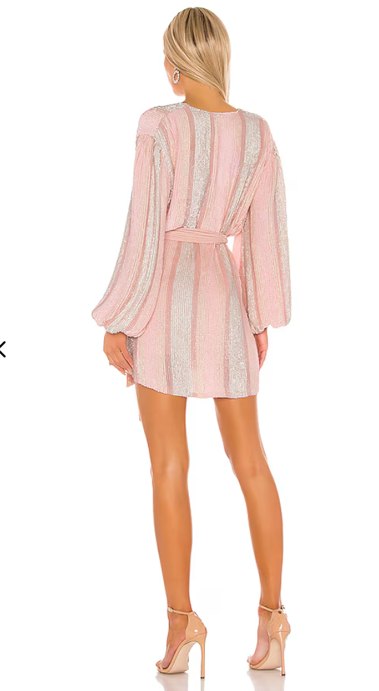 Retrofete Gabrielle Robe Dress Pastel Pink Stripes size M