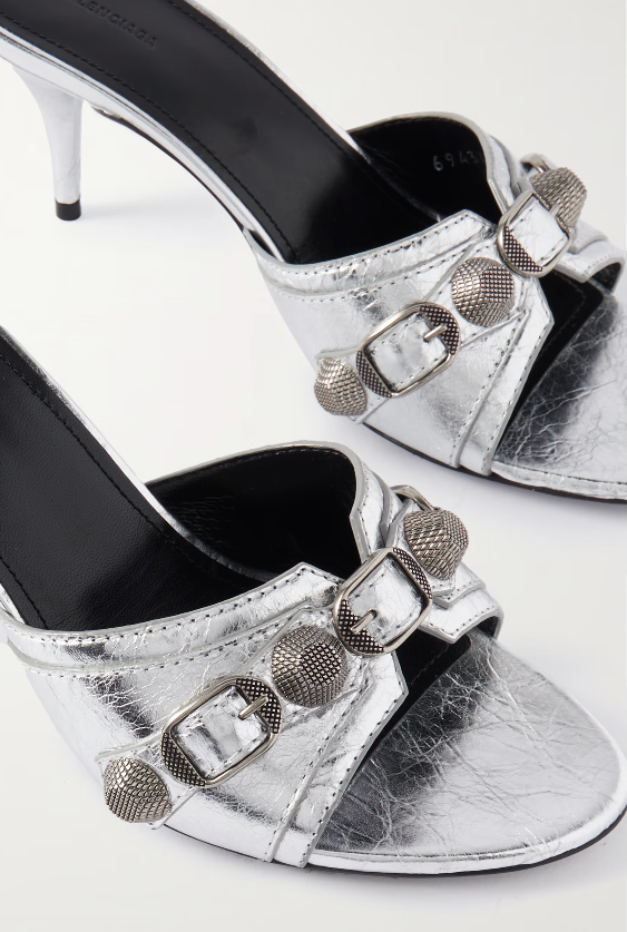 Balenciaga Cagole metallic leather mules size 37.5