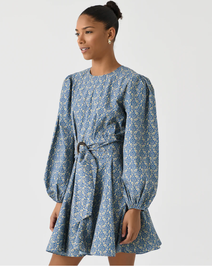 Rhode Jenny Mini Dress Blue Paisley size L
