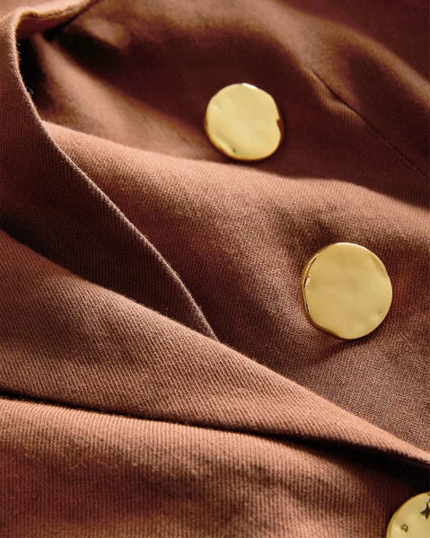 Veronica Beard Beacon Dickey Jacket in Brown with Gold Decorative Buttons size 10