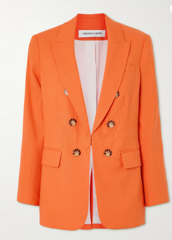 Veronica Beard Bexley Linen Dickey Jacket in Orange size 2