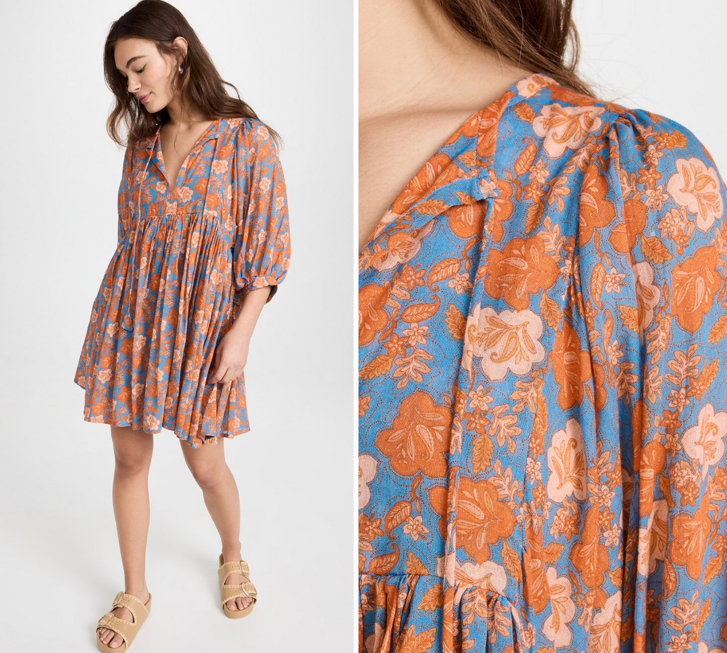 SUNDRY Floral Blouson Sleeve Mini Dress size 0 (XS)