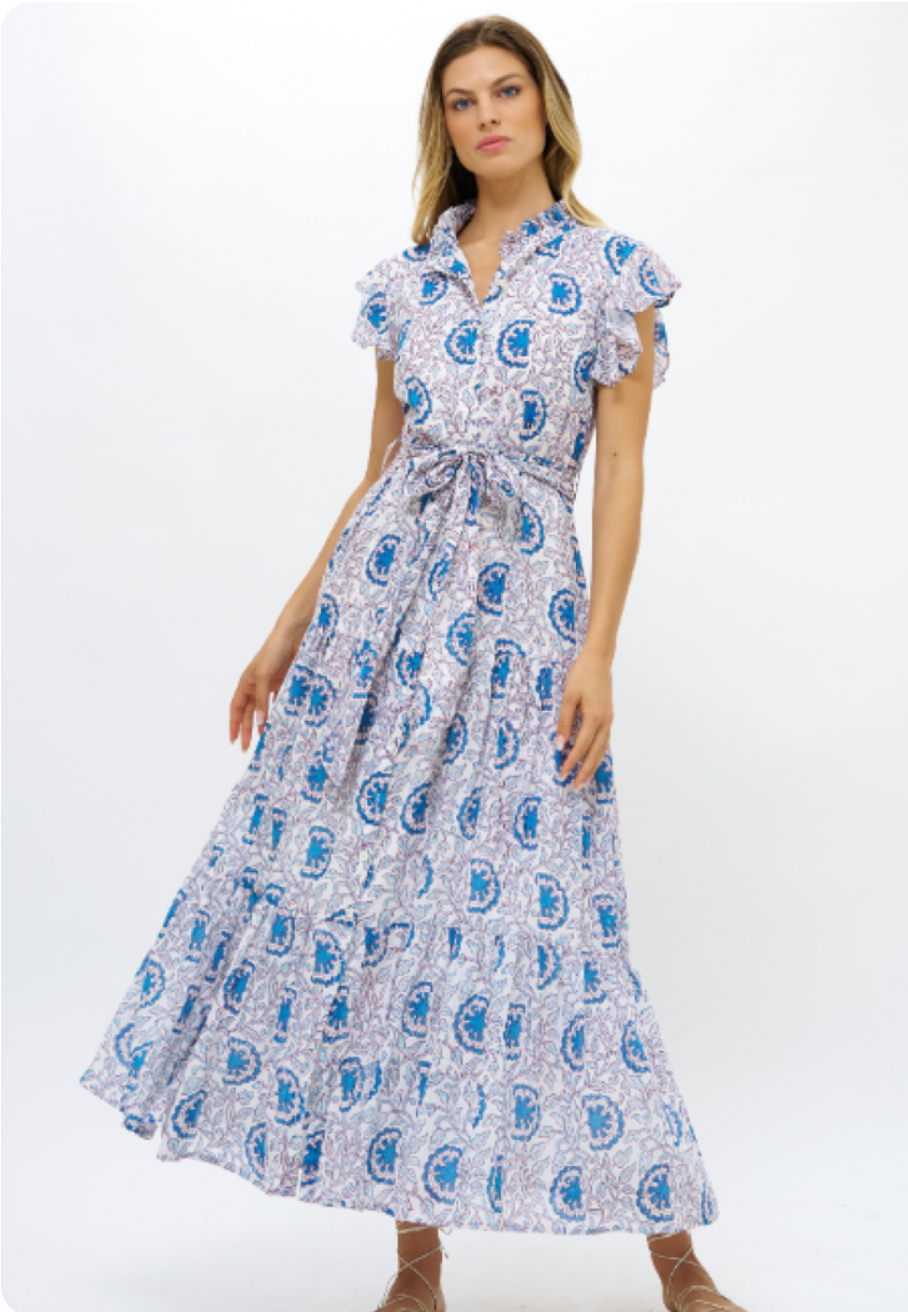 Oliphant Ruffleneck Maxi Dress size S