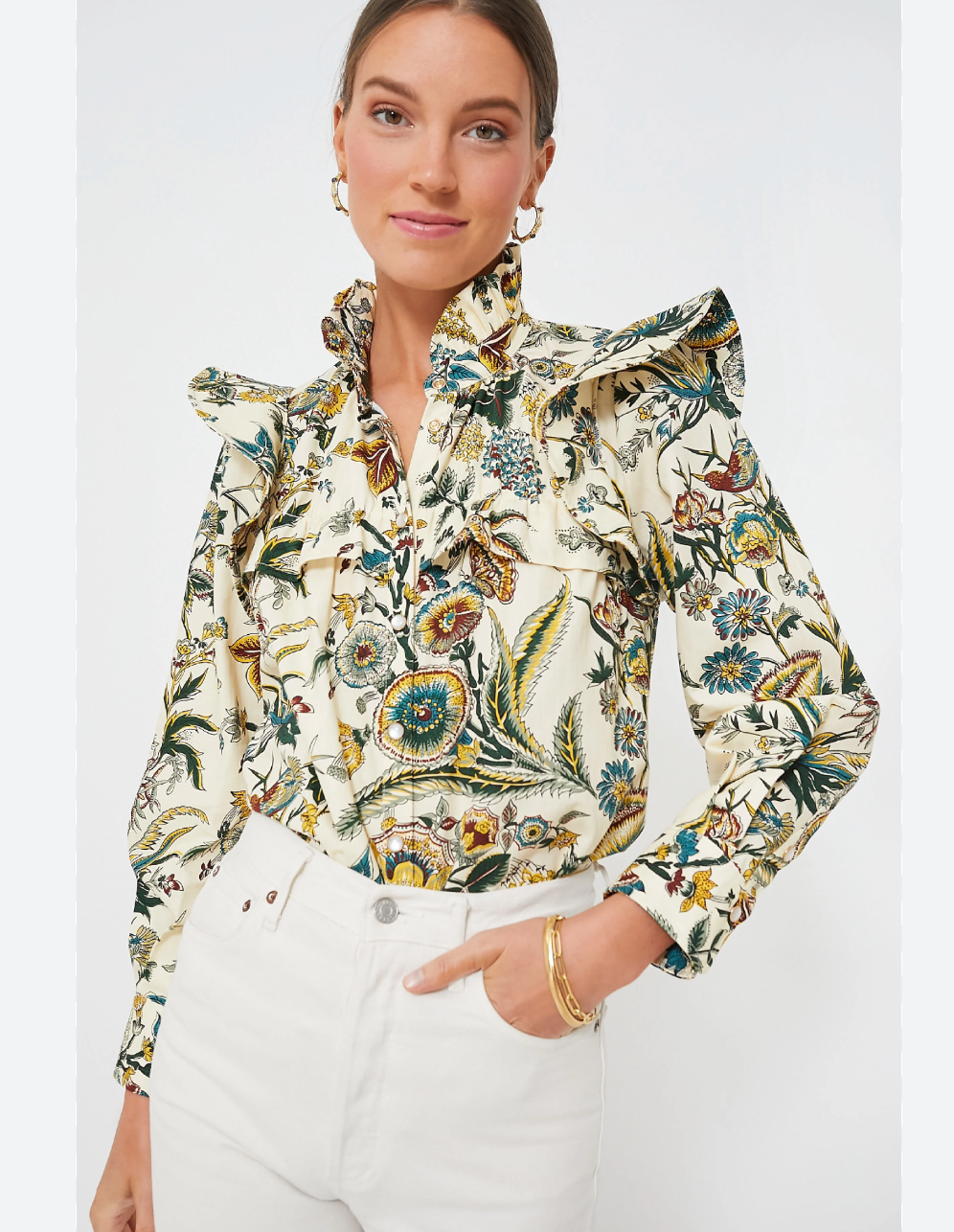 Tuckernuck Sharp Floral Winnie Blouse size M