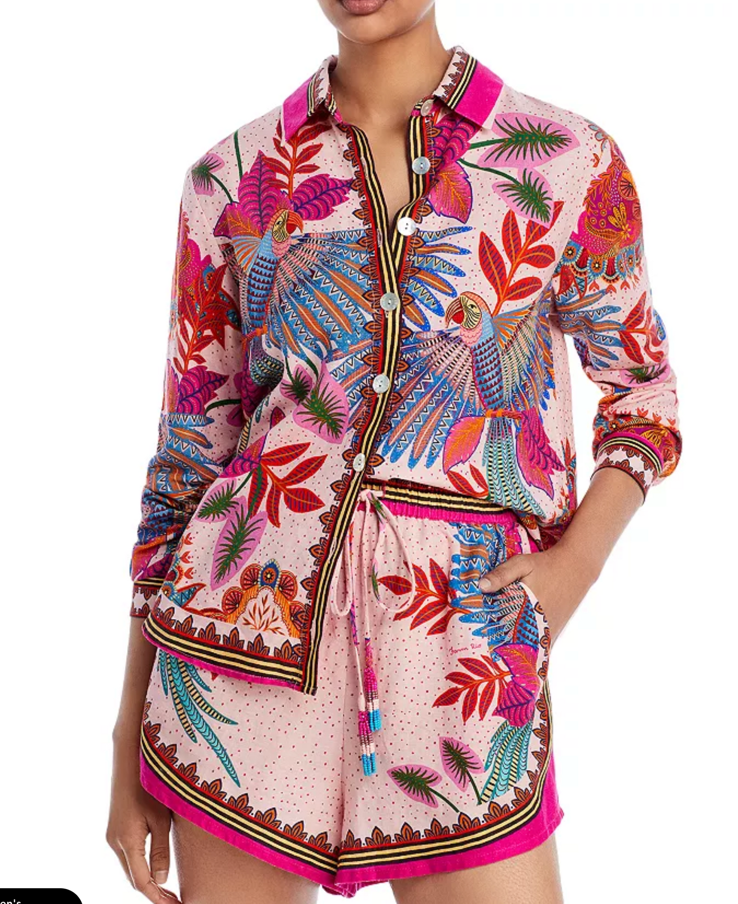 Farm Rio Macaw Shirt and Shorts Set L/XL
