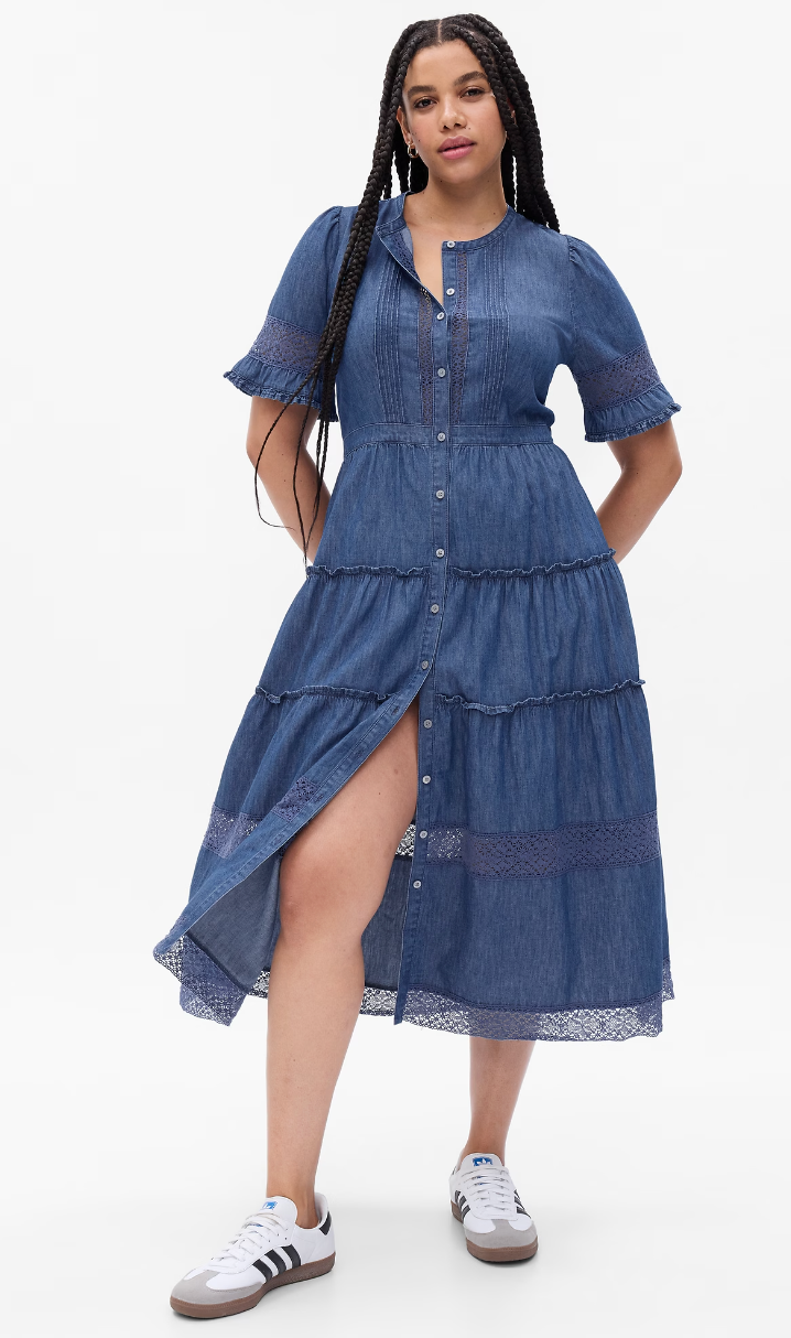 GAP x Loveshackfancy Denim Midi Dress size L