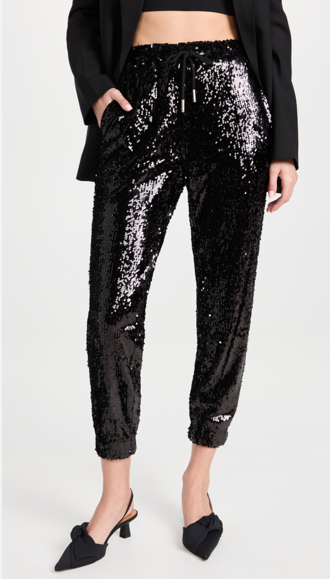 English Factory Black Sequin Joggers size XS