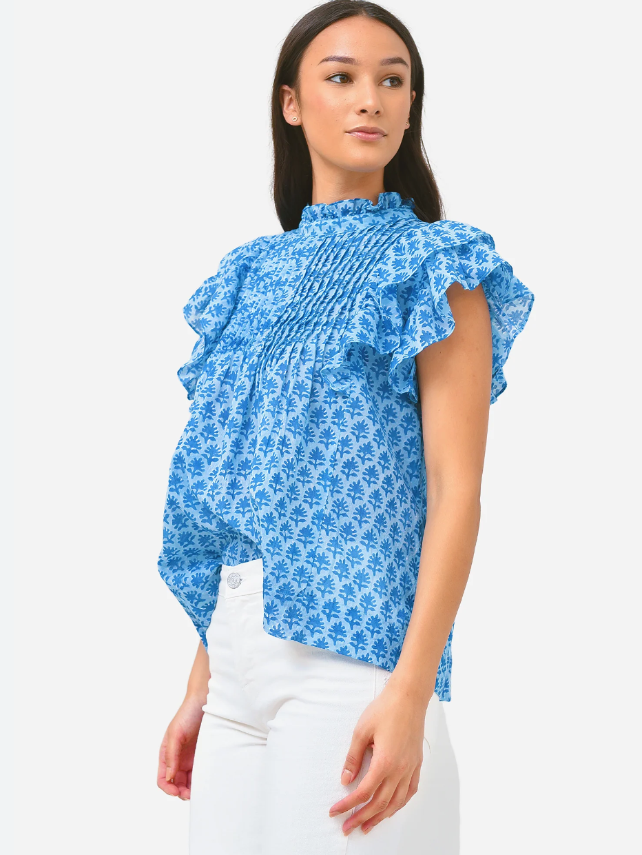 Oliphant Pintuck Ruffle Top size M