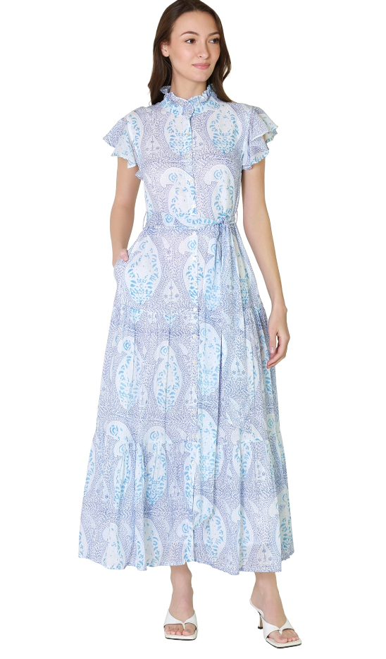 Oliphant Ruffle Maxi Dress Leela Peach size XXS