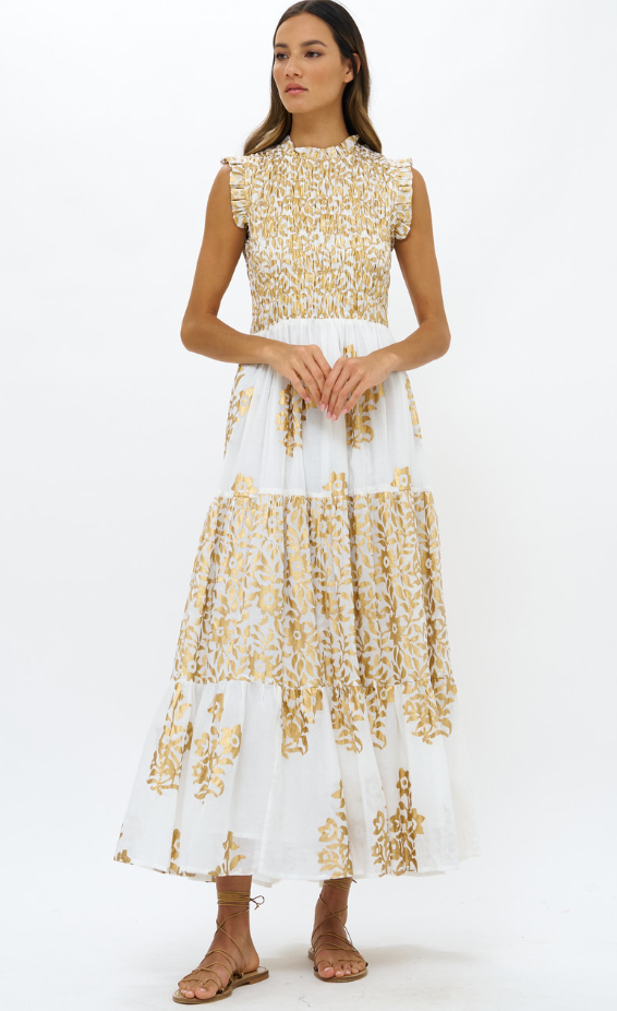 Oliphant Smocked Maxi Dress size S