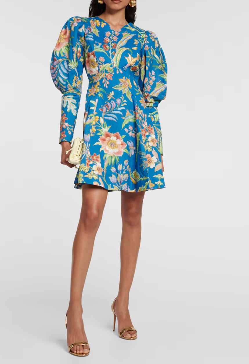 ALEMAIS June Floral Linen Mini Dress size US 10