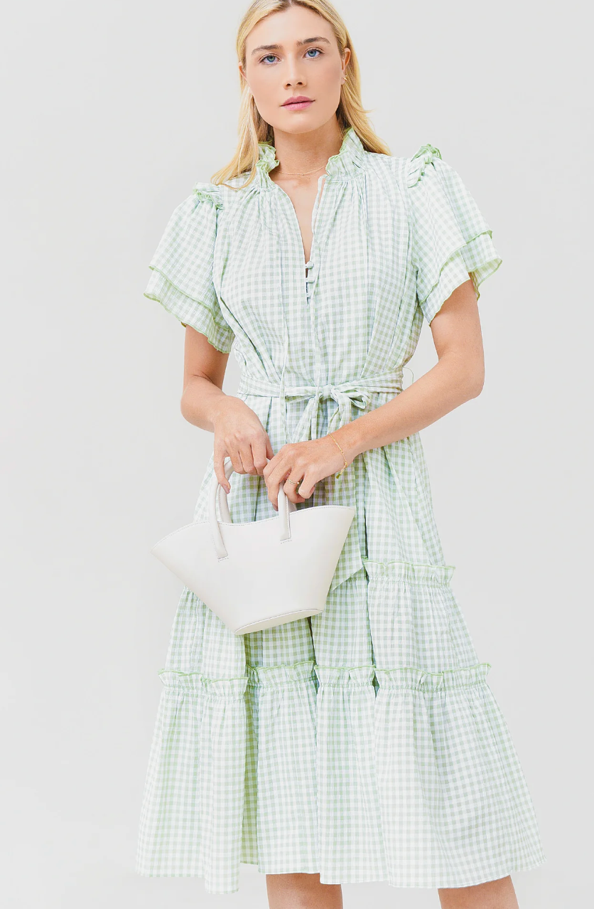 Hunter Bell Gingham Matthews Midi Dress size L