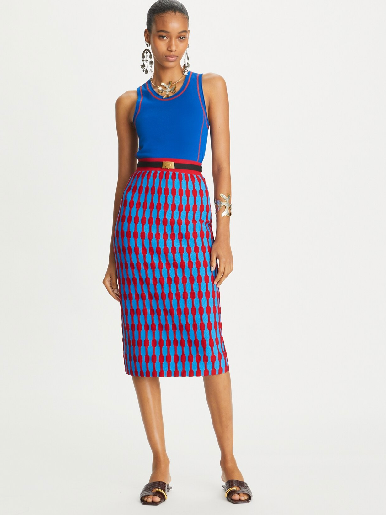 Tory Burch Bubble Stripe Skirt size XL