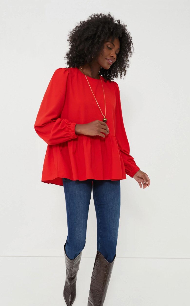 Pomander Place Carlota Red Blouse size L