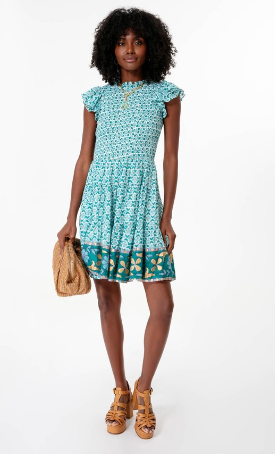 Oliphant Smocked Flirty Mini Dress size XS