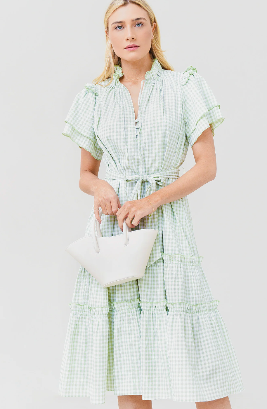 Hunter Bell Matthews Gingham Midi Dress size S