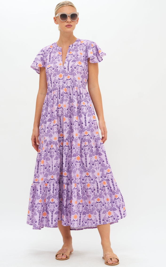 Oliphant V Neck Flutter Sleeve Maxi Dress size XL