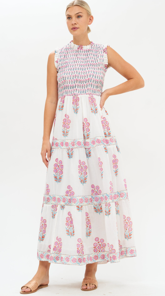 Oliphant Smocked Maxi Dress size L