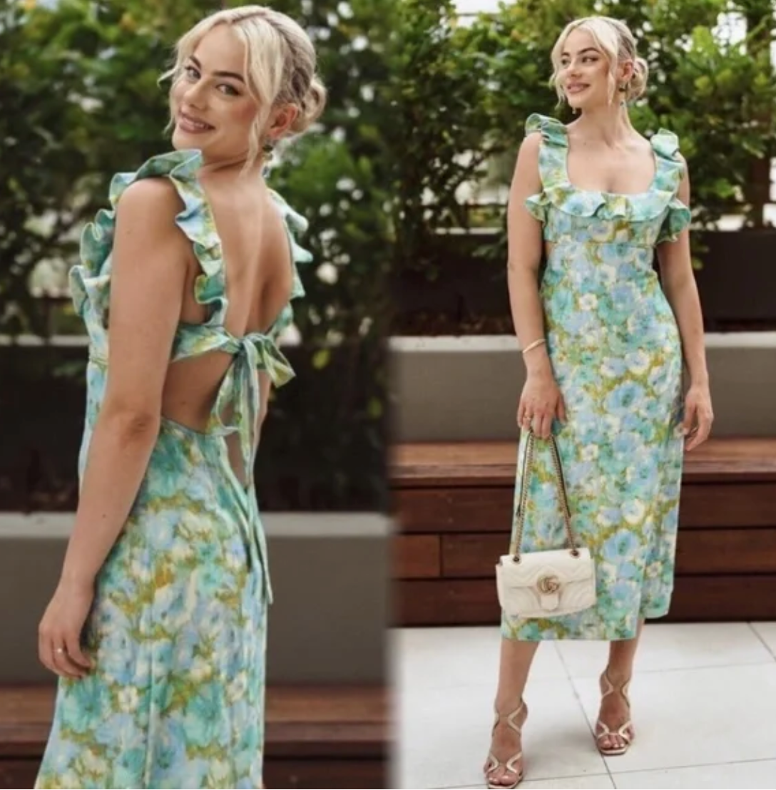 ZIMMERMANN High Tide Frilled Midi Dress size US 8
