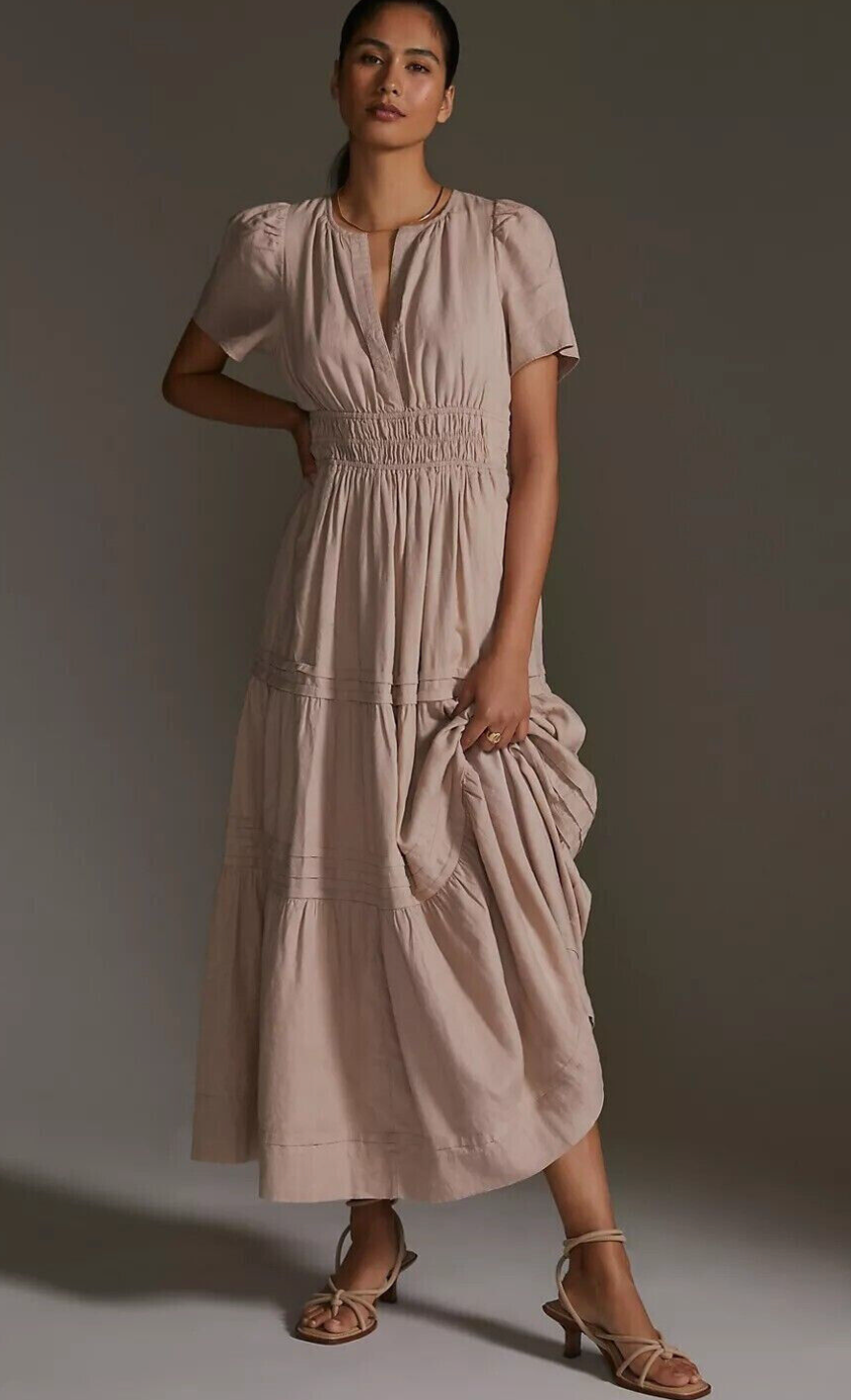 Anthropologie Somerset Maxi Dress Linen size S PETITE