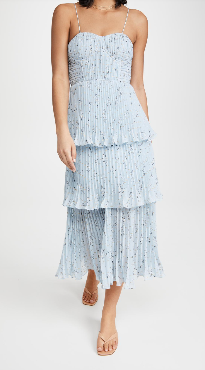 Self Portrait Tiered Floral Chiffon Midi Dress size 6