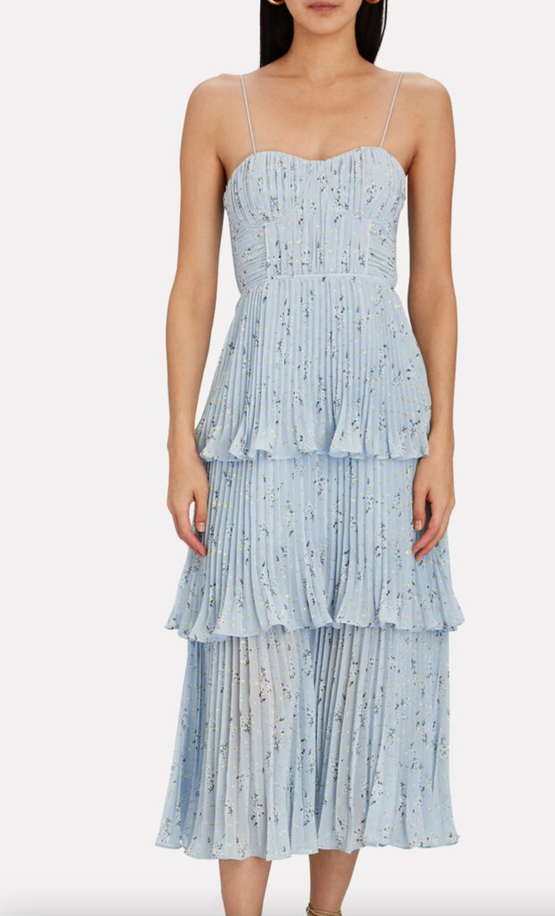 Self Portrait Tiered Floral Chiffon Midi Dress size 6