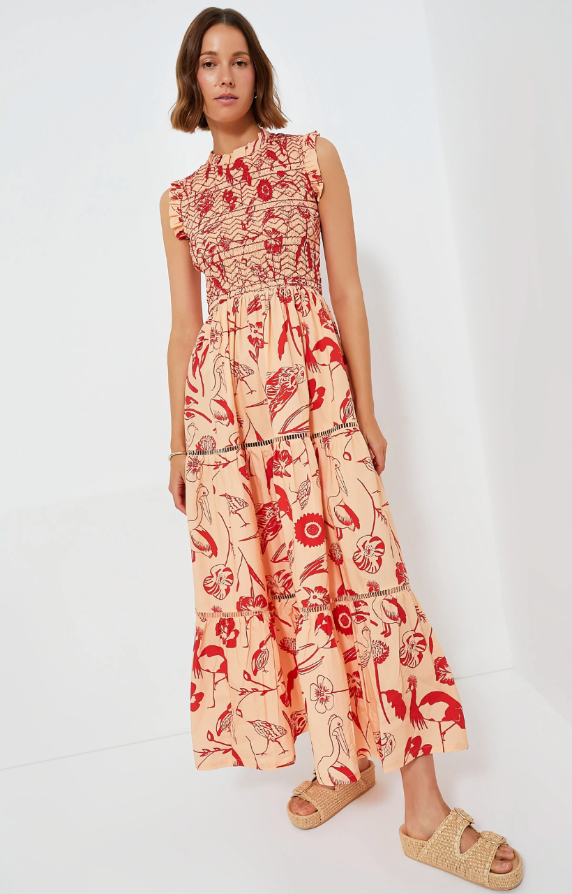 Oliphant Smocked Maxi Dress size L