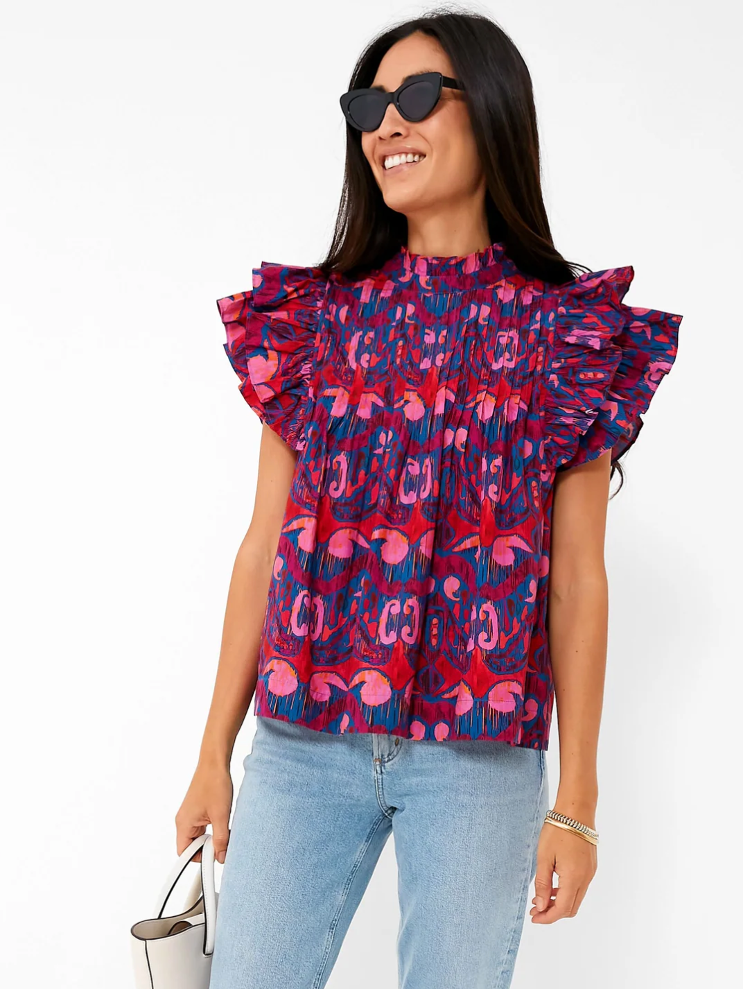 Oliphant Pintuck Ruffle Top size XL